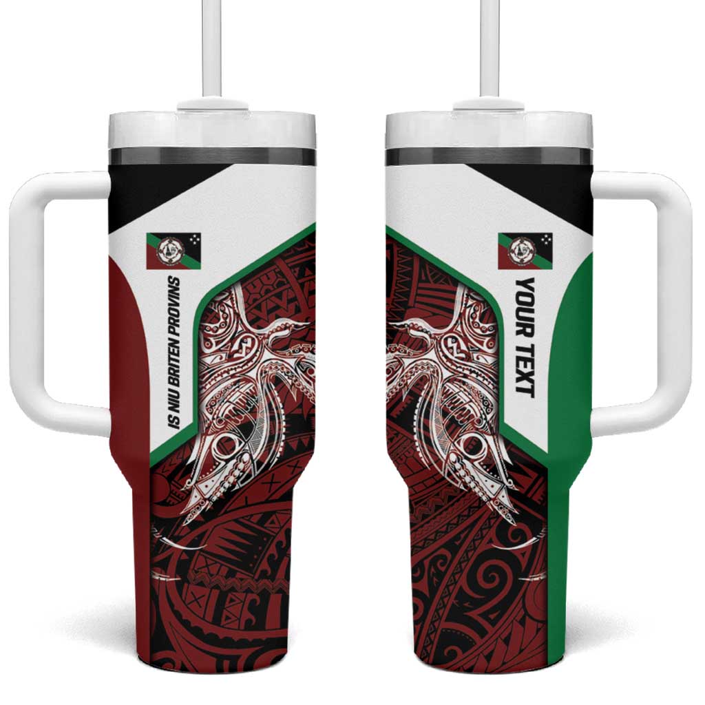 Personalised PNG East New Britain Province Tumbler With Handle Bird of Paradise Tattoo Flag Motif - Polynesian Pride