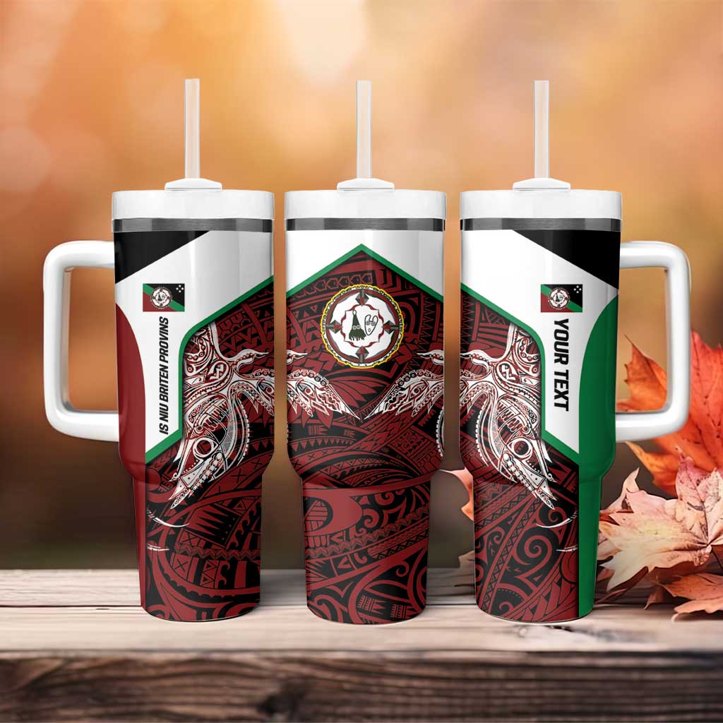 Personalised PNG East New Britain Province Tumbler With Handle Bird of Paradise Tattoo Flag Motif - Polynesian Pride