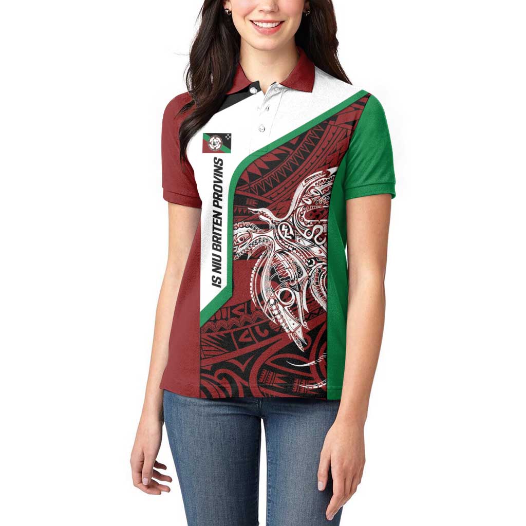 Personalised PNG East New Britain Province Women Polo Shirt Bird of Paradise Tattoo Flag Motif - Polynesian Pride