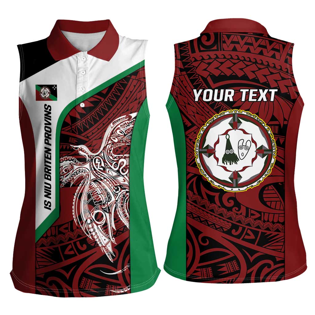 Personalised PNG East New Britain Province Women Sleeveless Polo Shirt Bird of Paradise Tattoo Flag Motif - Polynesian Pride