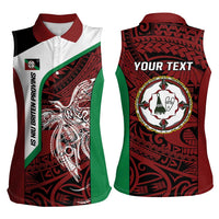 Personalised PNG East New Britain Province Women Sleeveless Polo Shirt Bird of Paradise Tattoo Flag Motif - Polynesian Pride