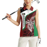 Personalised PNG East New Britain Province Women Sleeveless Polo Shirt Bird of Paradise Tattoo Flag Motif - Polynesian Pride