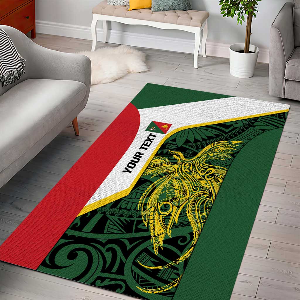 Personalised PNG East Sepik Province Area Rug Bird of Paradise Tattoo Flag Motif - Polynesian Pride