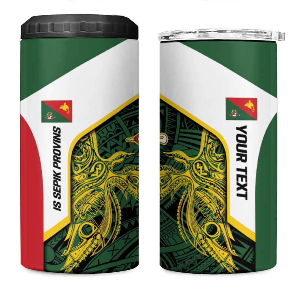 Personalised PNG East Sepik Province 4 in 1 Can Cooler Tumbler Bird of Paradise Tattoo Flag Motif LT9 One Size: 16 oz Green - Polynesian Pride