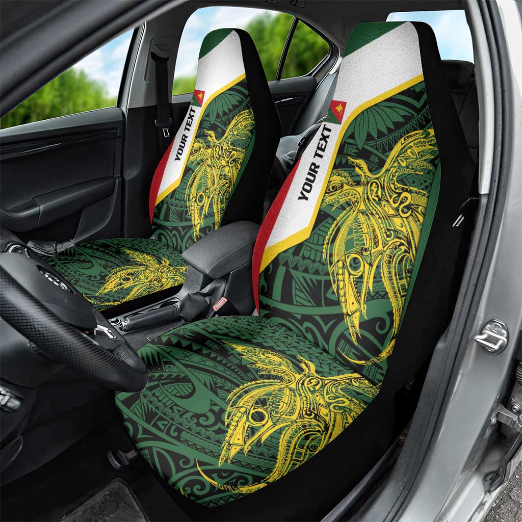 Personalised PNG East Sepik Province Car Seat Cover Bird of Paradise Tattoo Flag Motif - Polynesian Pride