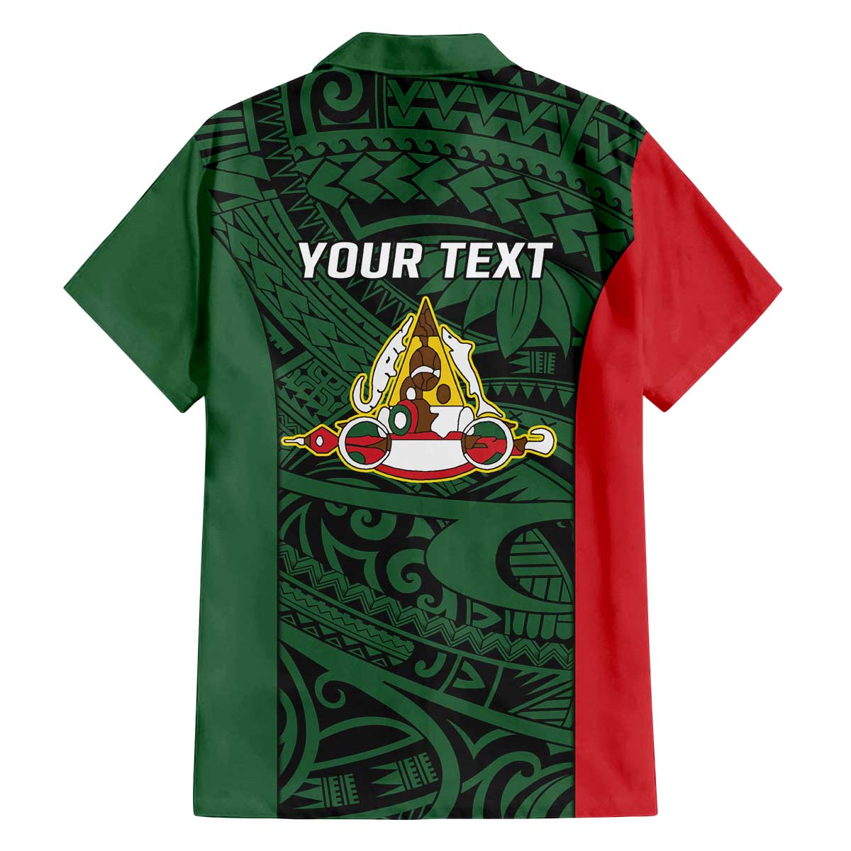 Personalised PNG East Sepik Province Family Matching Off The Shoulder Long Sleeve Dress and Hawaiian Shirt Bird of Paradise Tattoo Flag Motif - Polynesian Pride