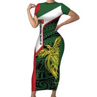 Personalised PNG East Sepik Province Family Matching Short Sleeve Bodycon Dress and Hawaiian Shirt Bird of Paradise Tattoo Flag Motif - Polynesian Pride