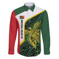 Personalised PNG East Sepik Province Family Matching Summer Maxi Dress and Hawaiian Shirt Bird of Paradise Tattoo Flag Motif - Polynesian Pride