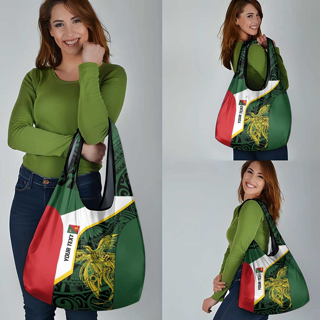 Personalised PNG East Sepik Province Grocery Bag Bird of Paradise Tattoo Flag Motif - Polynesian Pride