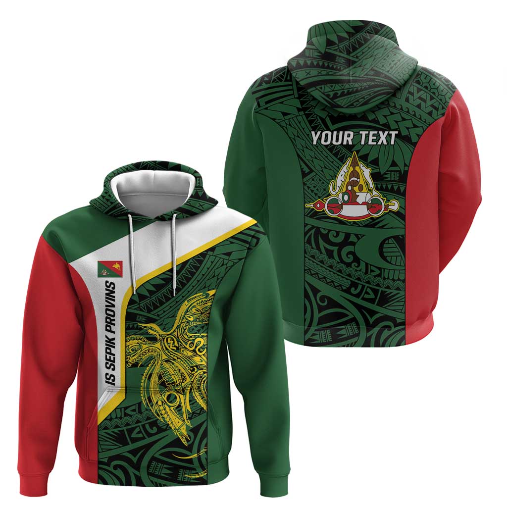 Personalised PNG East Sepik Province Hoodie Bird of Paradise Tattoo Flag Motif - Polynesian Pride
