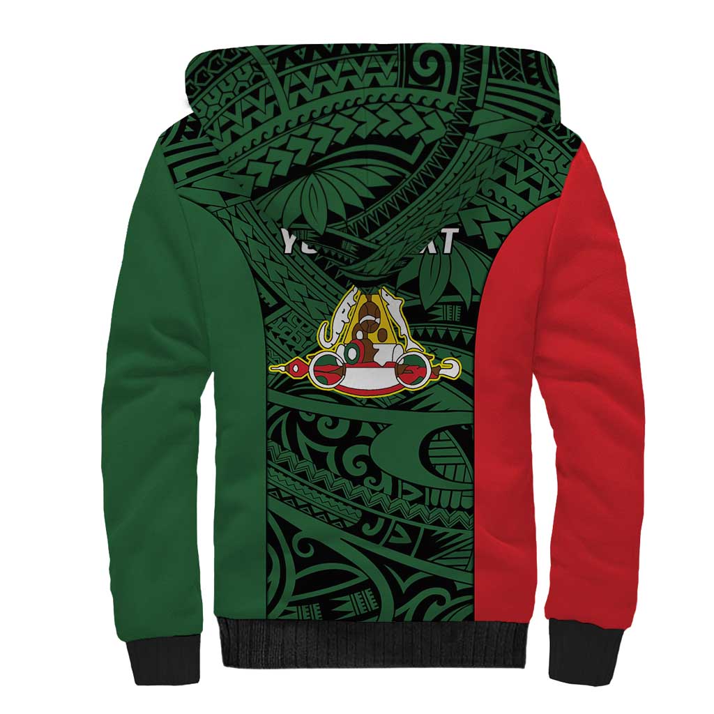 Personalised PNG East Sepik Province Sherpa Hoodie Bird of Paradise Tattoo Flag Motif - Polynesian Pride