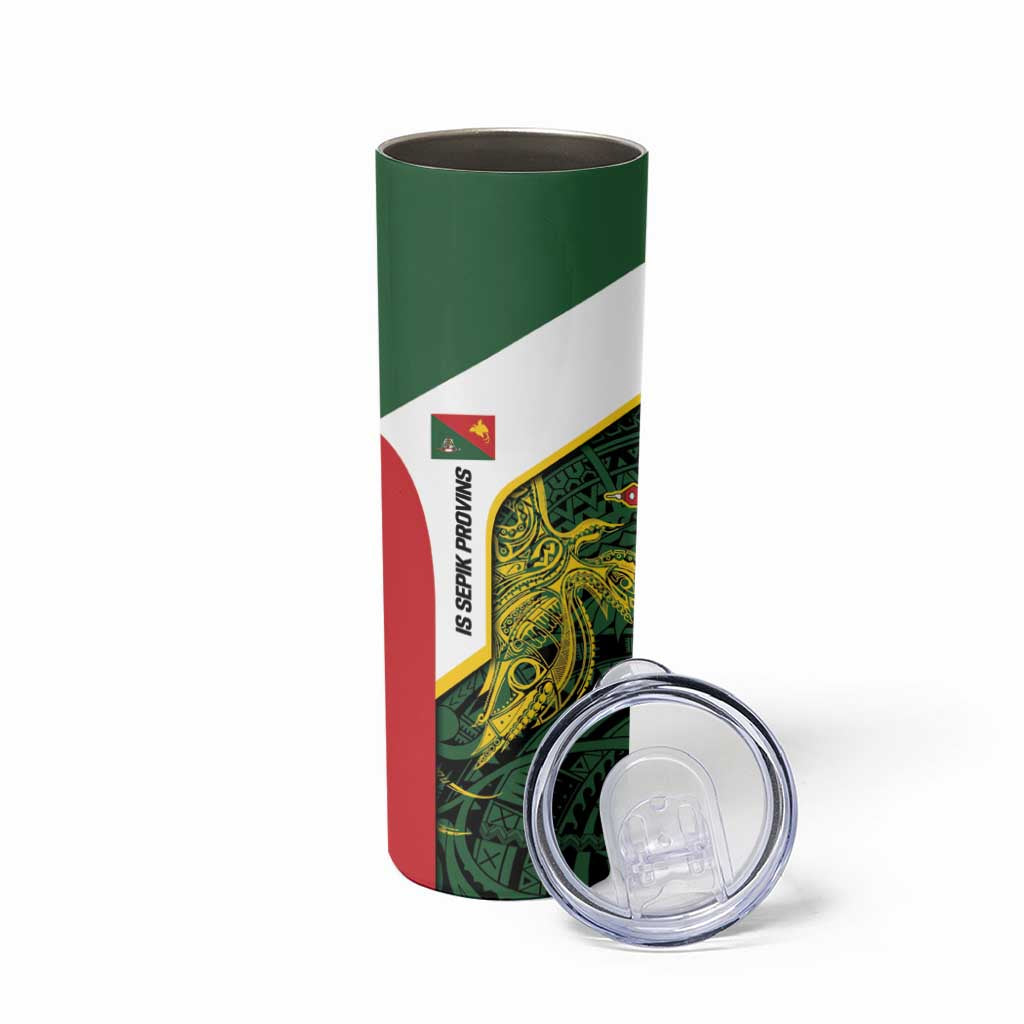 Personalised PNG East Sepik Province Skinny Tumbler Bird of Paradise Tattoo Flag Motif - Polynesian Pride
