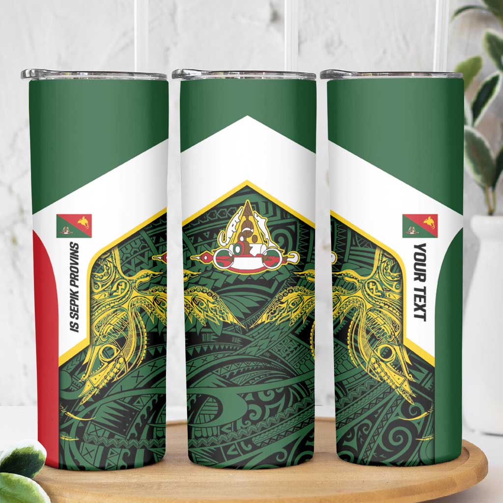 Personalised PNG East Sepik Province Skinny Tumbler Bird of Paradise Tattoo Flag Motif - Polynesian Pride