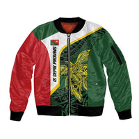 Personalised PNG East Sepik Province Sleeve Zip Bomber Jacket Bird of Paradise Tattoo Flag Motif - Polynesian Pride