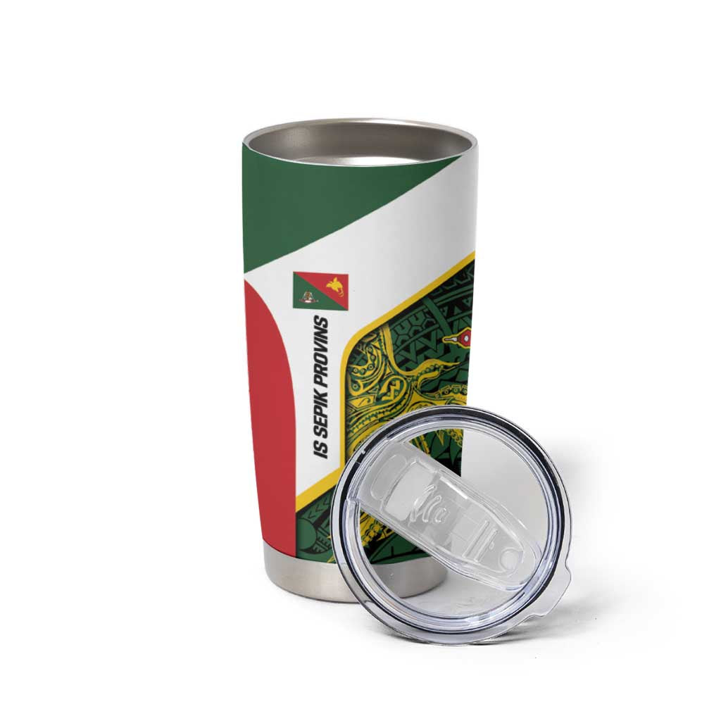 Personalised PNG East Sepik Province Tumbler Cup Bird of Paradise Tattoo Flag Motif - Polynesian Pride