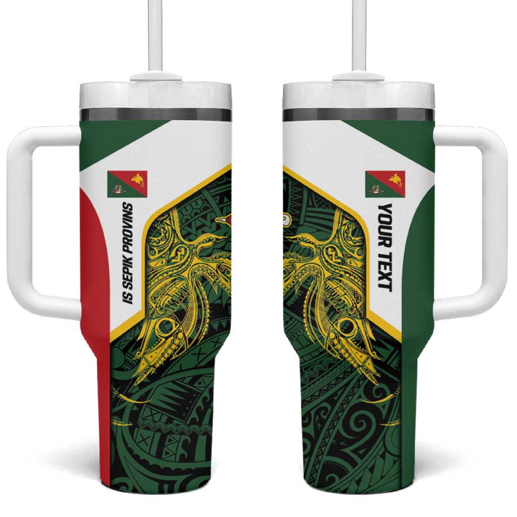 Personalised PNG East Sepik Province Tumbler With Handle Bird of Paradise Tattoo Flag Motif - Polynesian Pride