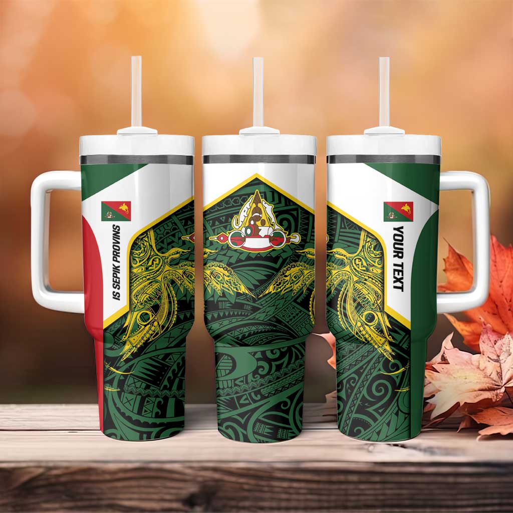 Personalised PNG East Sepik Province Tumbler With Handle Bird of Paradise Tattoo Flag Motif - Polynesian Pride