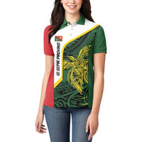 Personalised PNG East Sepik Province Women Polo Shirt Bird of Paradise Tattoo Flag Motif - Polynesian Pride
