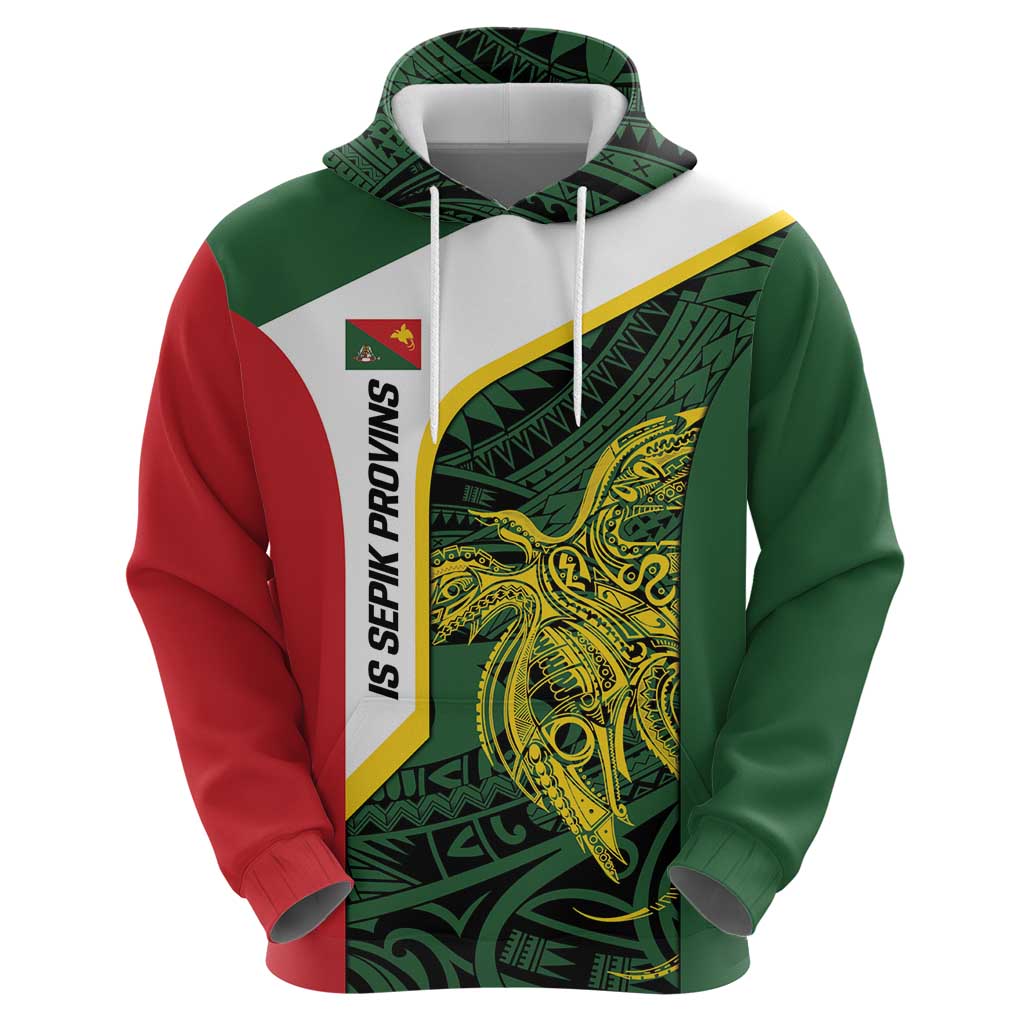 Personalised PNG East Sepik Province Zip Hoodie Bird of Paradise Tattoo Flag Motif - Polynesian Pride