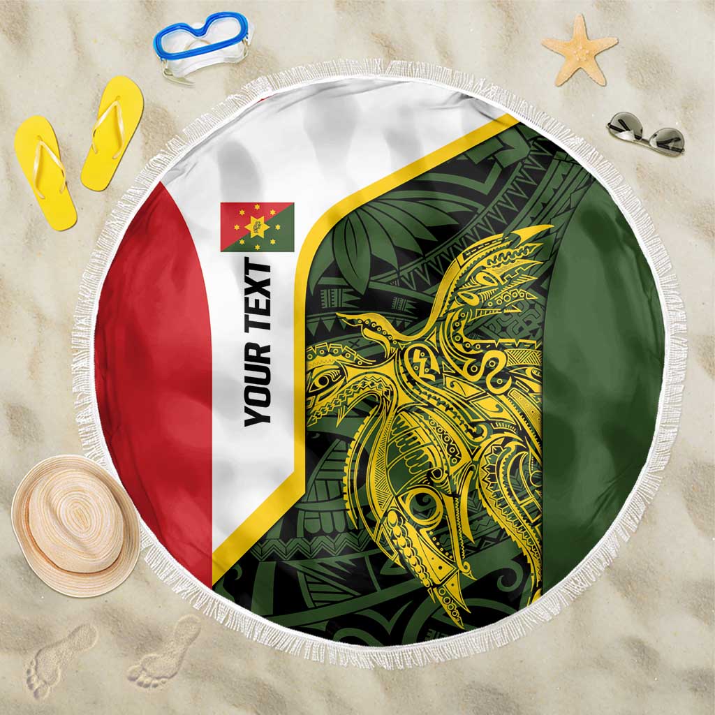 Personalised PNG Eastern Highlands Beach Blanket Bird of Paradise Tattoo Flag Motif LT9 One Size 150cm Green - Polynesian Pride