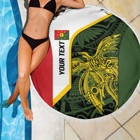 Personalised PNG Eastern Highlands Beach Blanket Bird of Paradise Tattoo Flag Motif - Polynesian Pride