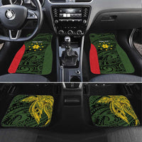 Personalised PNG Eastern Highlands Car Mats Bird of Paradise Tattoo Flag Motif LT9 Set 4pcs Green - Polynesian Pride