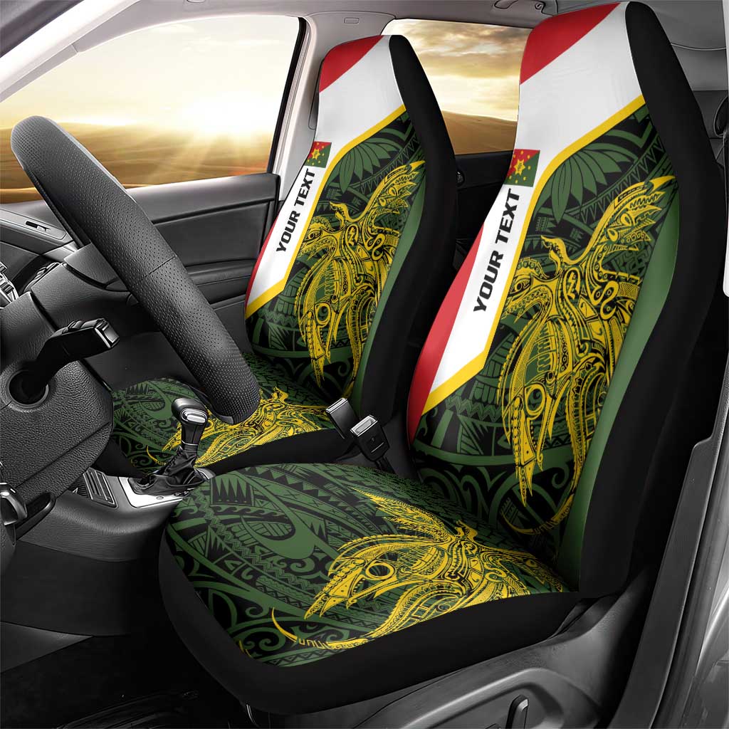 Personalised PNG Eastern Highlands Car Seat Cover Bird of Paradise Tattoo Flag Motif - Polynesian Pride