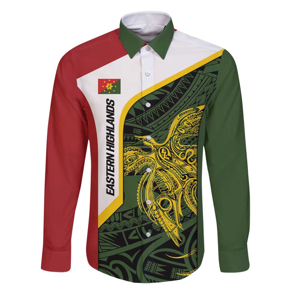 Personalised PNG Eastern Highlands Family Matching Mermaid Dress and Hawaiian Shirt Bird of Paradise Tattoo Flag Motif - Polynesian Pride