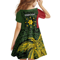 Personalised PNG Eastern Highlands Family Matching Off The Shoulder Long Sleeve Dress and Hawaiian Shirt Bird of Paradise Tattoo Flag Motif - Polynesian Pride