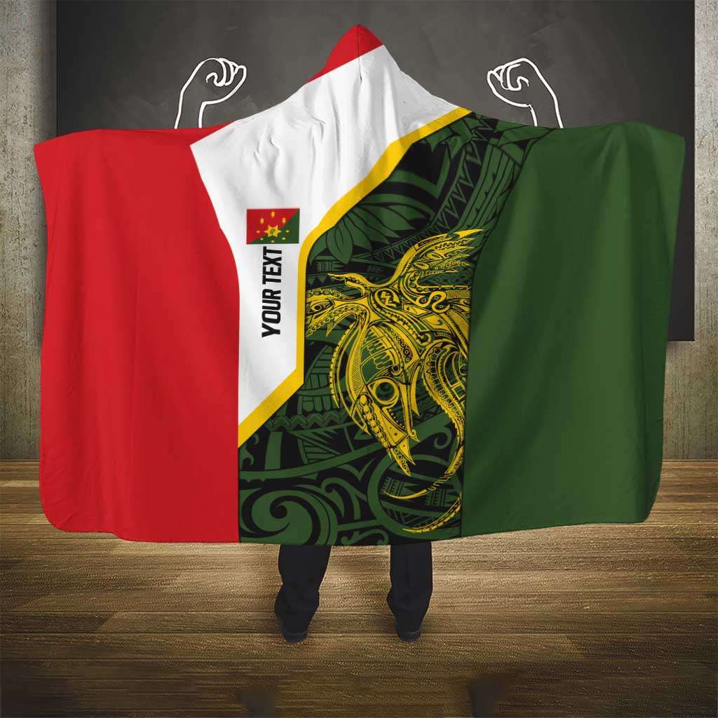 Personalised PNG Eastern Highlands Hooded Blanket Bird of Paradise Tattoo Flag Motif - Polynesian Pride