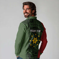 Personalised PNG Eastern Highlands Long Sleeve Polo Shirt Bird of Paradise Tattoo Flag Motif - Polynesian Pride