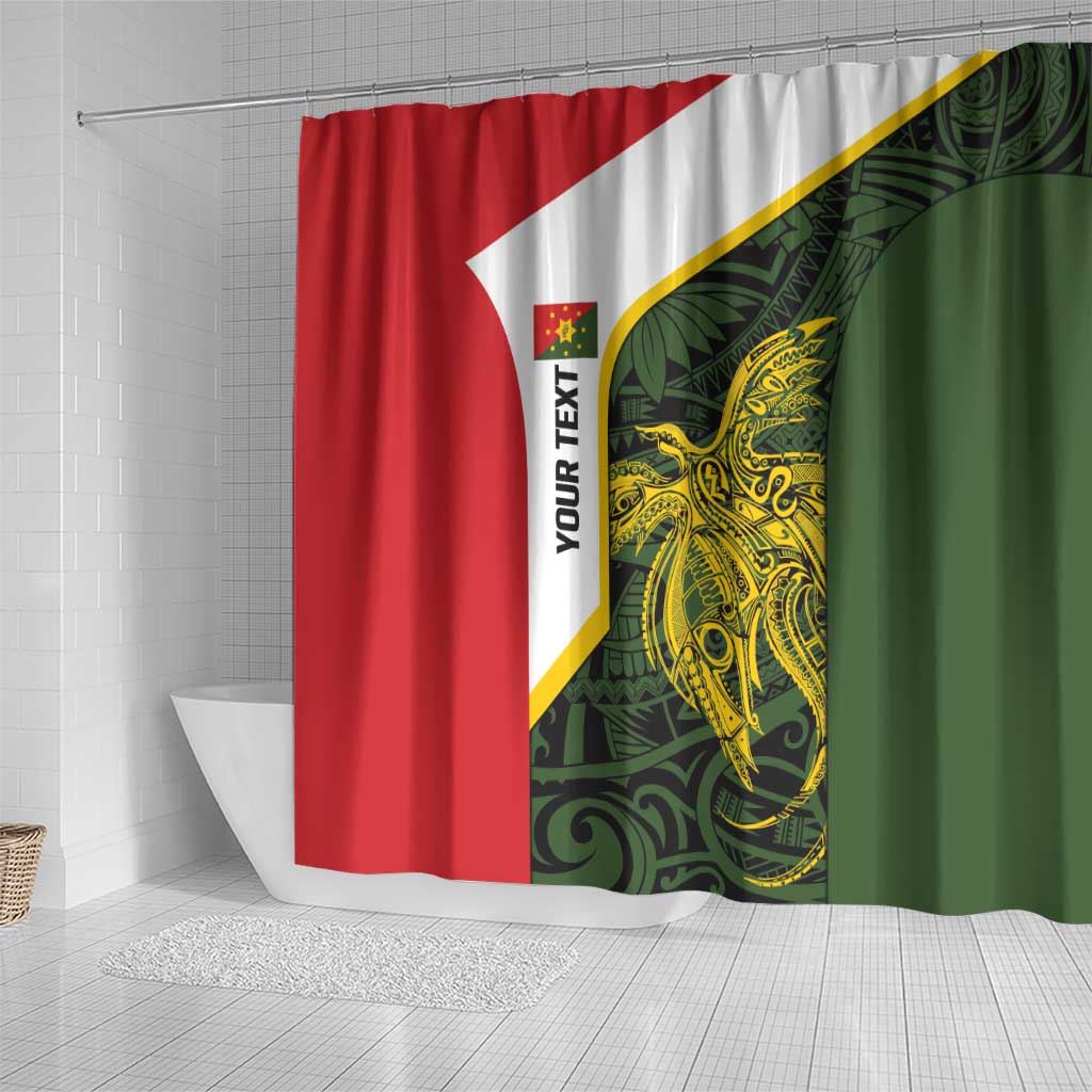 Personalised PNG Eastern Highlands Shower Curtain Bird of Paradise Tattoo Flag Motif - Polynesian Pride