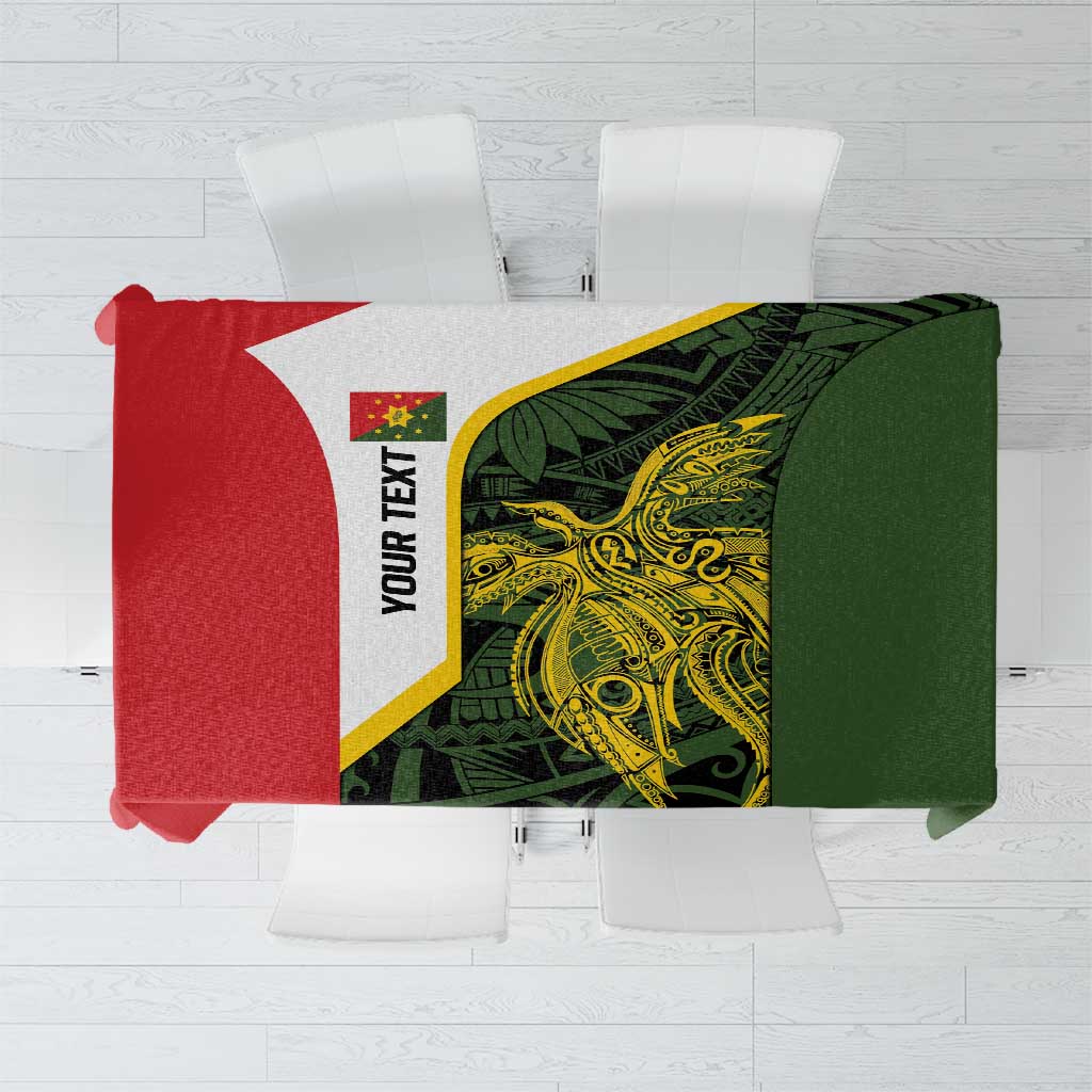 Personalised PNG Eastern Highlands Tablecloth Bird of Paradise Tattoo Flag Motif LT9 Green - Polynesian Pride