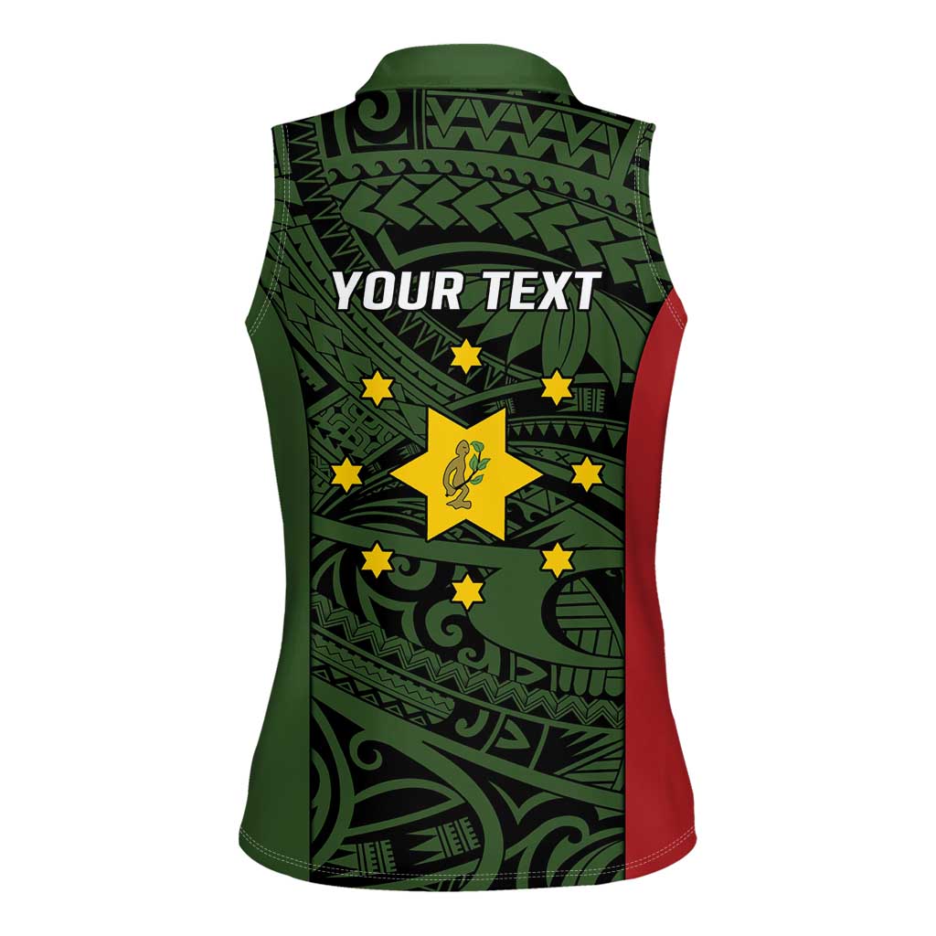 Personalised PNG Eastern Highlands Women Sleeveless Polo Shirt Bird of Paradise Tattoo Flag Motif - Polynesian Pride