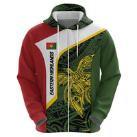 Personalised PNG Eastern Highlands Zip Hoodie Bird of Paradise Tattoo Flag Motif - Polynesian Pride