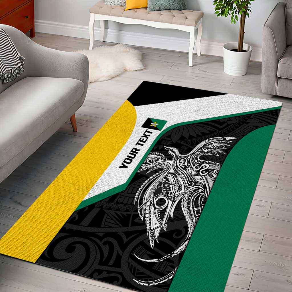 Personalised PNG Enga Province Area Rug Bird of Paradise Tattoo Flag Motif - Polynesian Pride