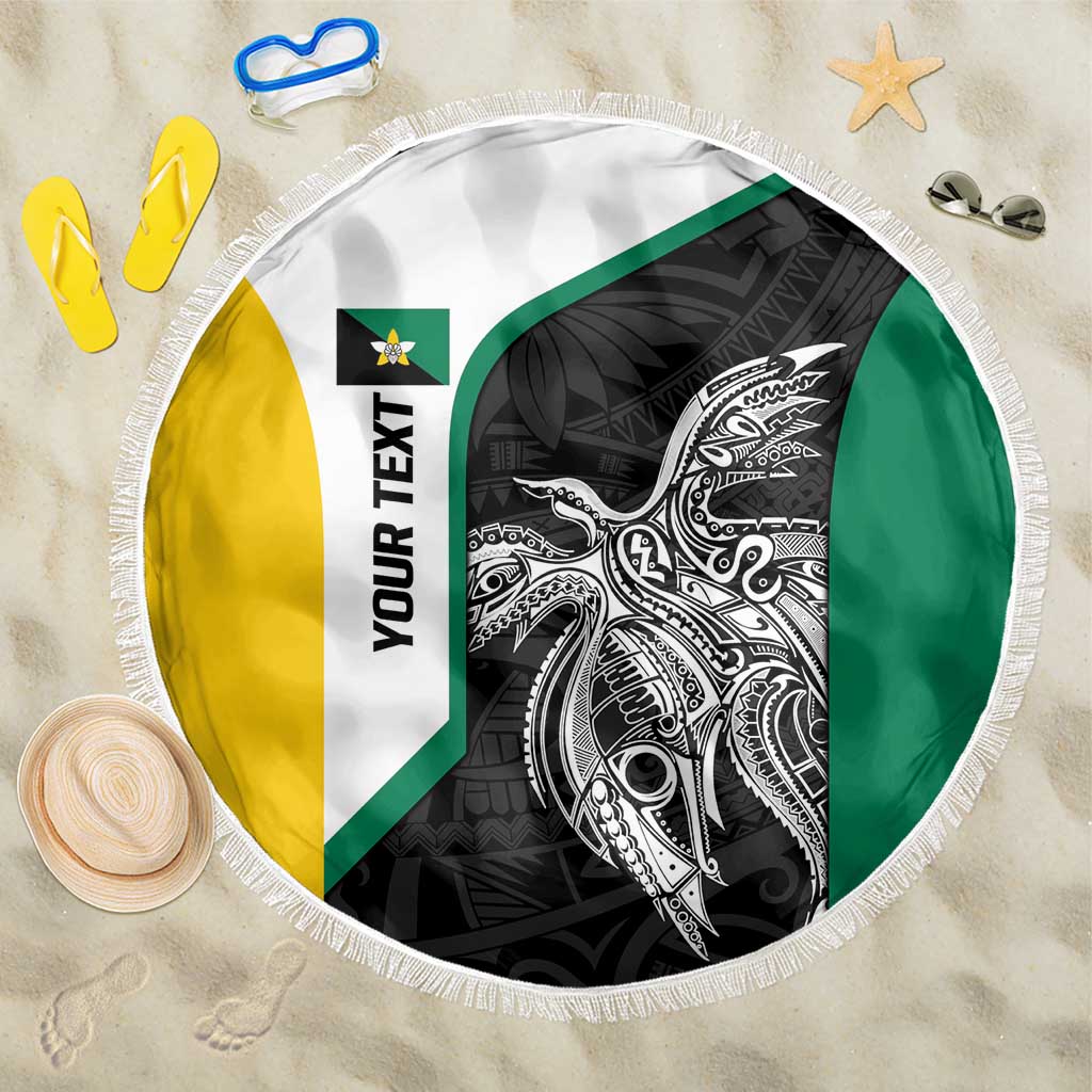 Personalised PNG Enga Province Beach Blanket Bird of Paradise Tattoo Flag Motif LT9 One Size 150cm Green - Polynesian Pride