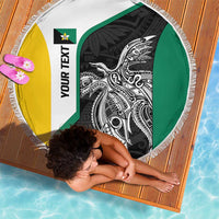Personalised PNG Enga Province Beach Blanket Bird of Paradise Tattoo Flag Motif LT9 - Polynesian Pride