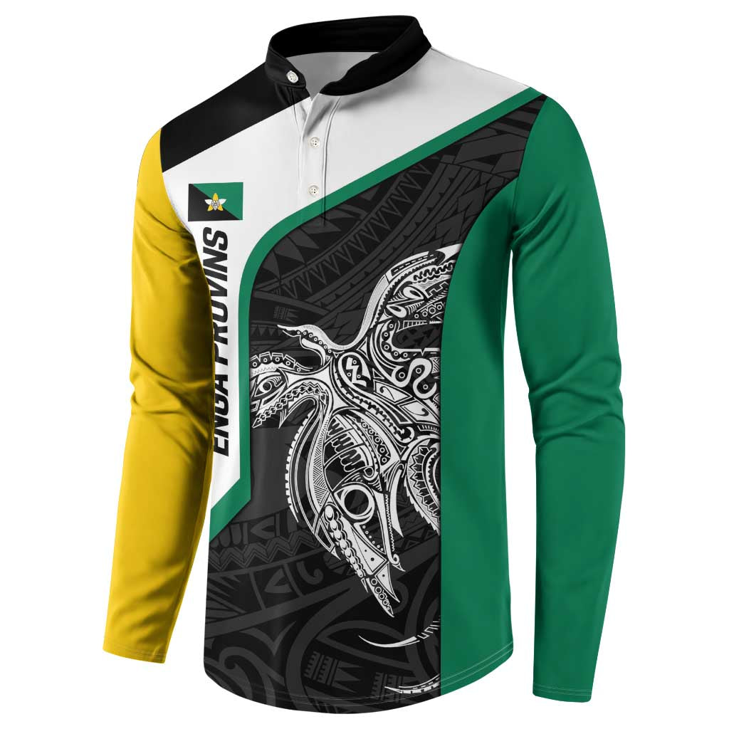 Personalised PNG Enga Province Button Sweatshirt Bird of Paradise Tattoo Flag Motif LT9 - Polynesian Pride