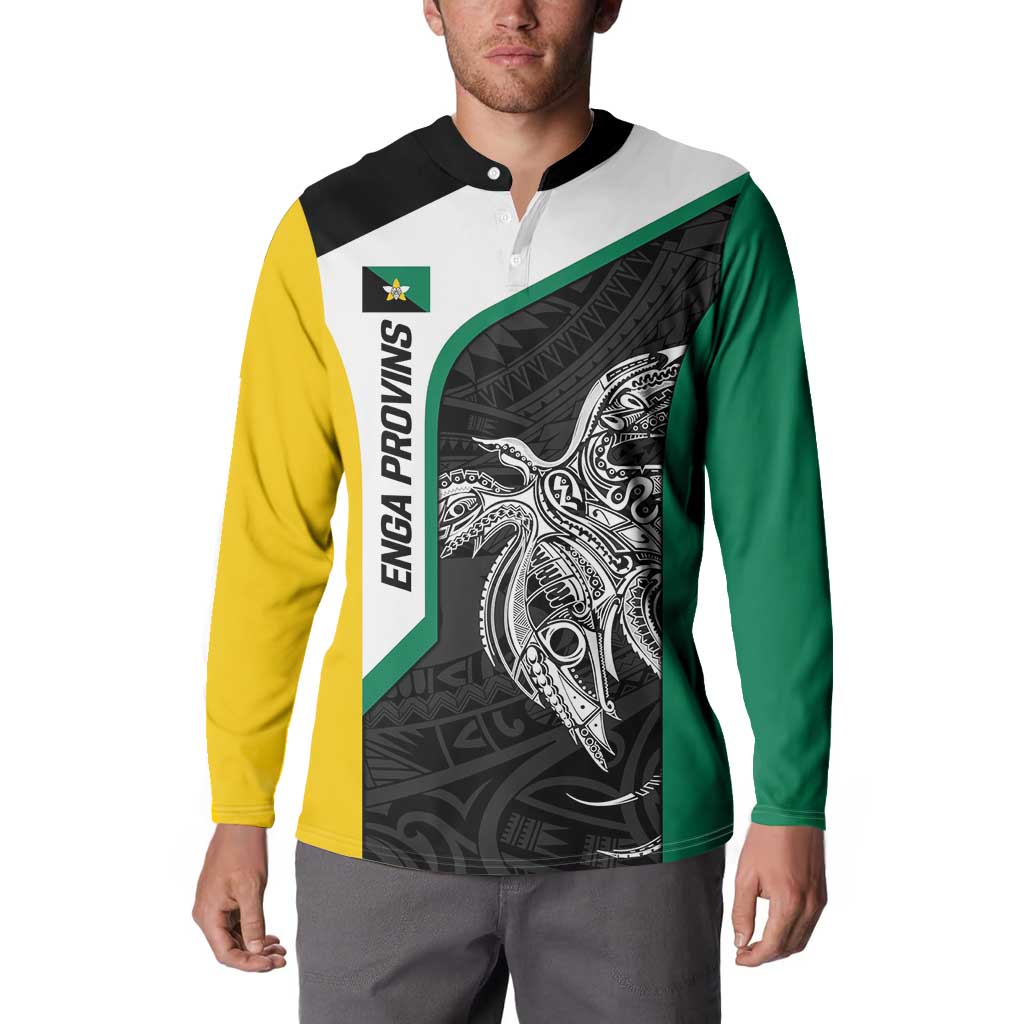 Personalised PNG Enga Province Button Sweatshirt Bird of Paradise Tattoo Flag Motif LT9 - Polynesian Pride