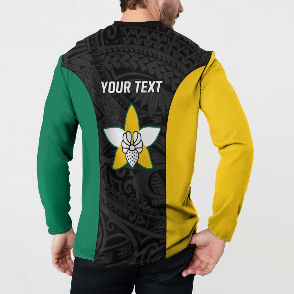 Personalised PNG Enga Province Button Sweatshirt Bird of Paradise Tattoo Flag Motif LT9 - Polynesian Pride