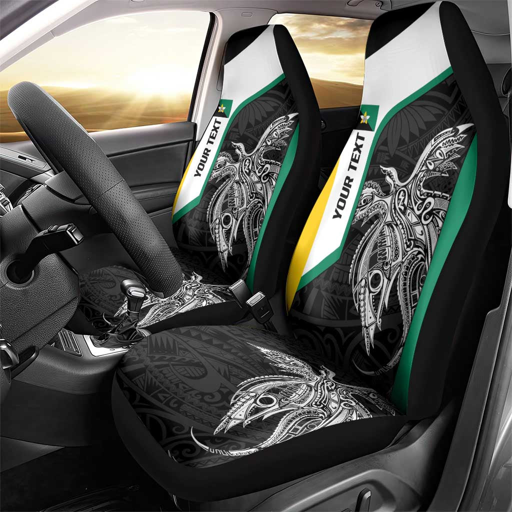 Personalised PNG Enga Province Car Seat Cover Bird of Paradise Tattoo Flag Motif - Polynesian Pride