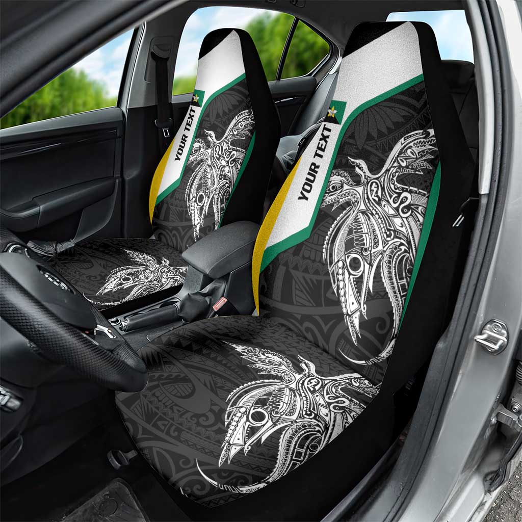 Personalised PNG Enga Province Car Seat Cover Bird of Paradise Tattoo Flag Motif - Polynesian Pride