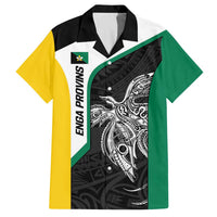 Personalised PNG Enga Province Family Matching Off The Shoulder Long Sleeve Dress and Hawaiian Shirt Bird of Paradise Tattoo Flag Motif - Polynesian Pride