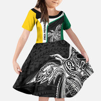 Personalised PNG Enga Province Family Matching Puletasi and Hawaiian Shirt Bird of Paradise Tattoo Flag Motif - Polynesian Pride