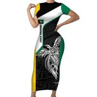 Personalised PNG Enga Province Family Matching Short Sleeve Bodycon Dress and Hawaiian Shirt Bird of Paradise Tattoo Flag Motif - Polynesian Pride