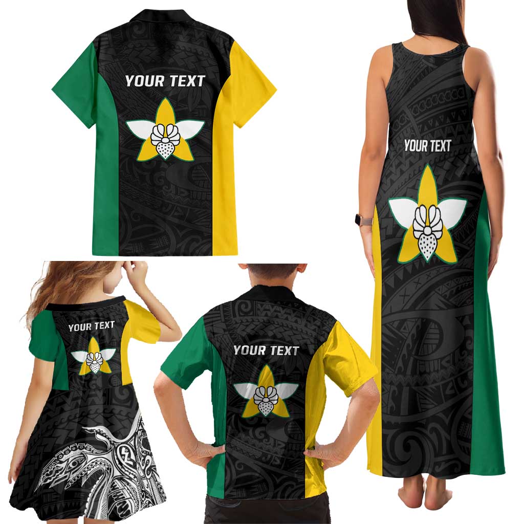 Personalised PNG Enga Province Family Matching Tank Maxi Dress and Hawaiian Shirt Bird of Paradise Tattoo Flag Motif - Polynesian Pride