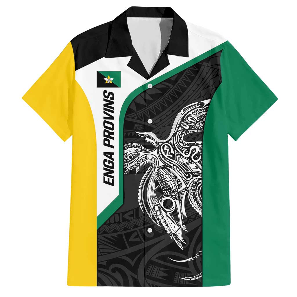 Personalised PNG Enga Province Hawaiian Shirt Bird of Paradise Tattoo Flag Motif LT9 Green - Polynesian Pride
