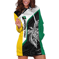 Personalised PNG Enga Province Hoodie Dress Bird of Paradise Tattoo Flag Motif - Polynesian Pride
