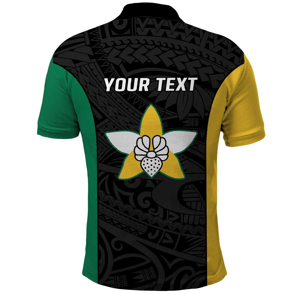 Personalised PNG Enga Province Polo Shirt Bird of Paradise Tattoo Flag Motif - Polynesian Pride